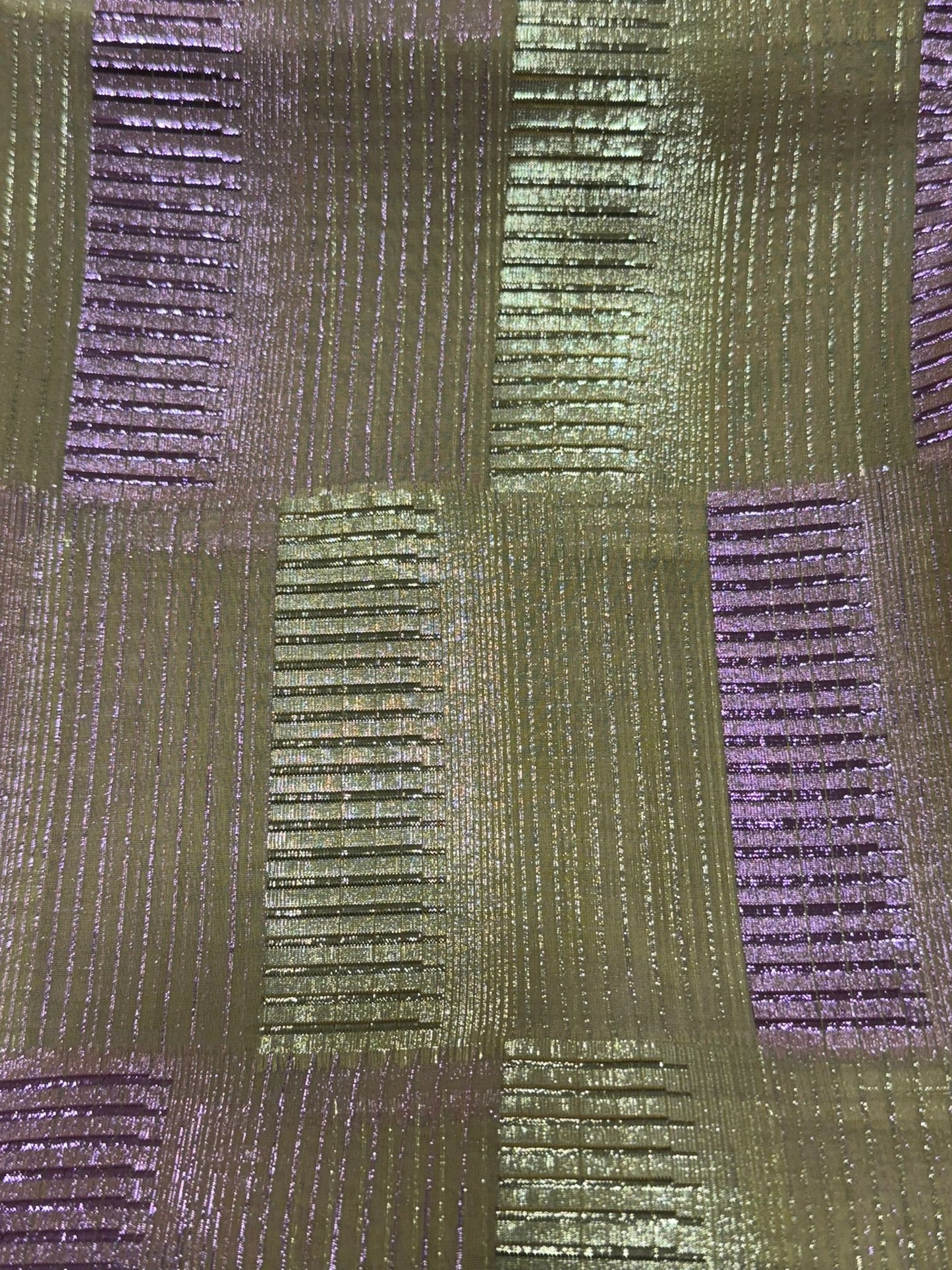 Silk Chiffon with Gold & Pink Lurex – Gold Check Design (2 Metres)