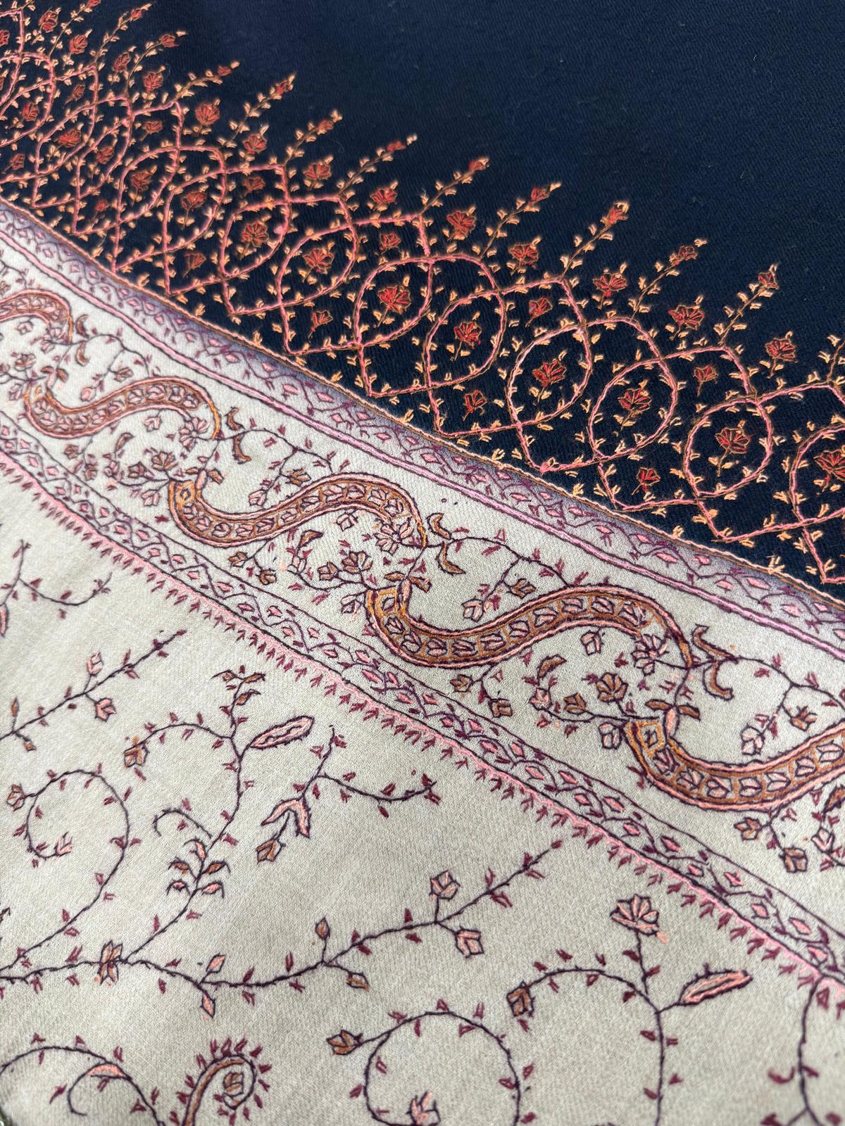 Handcrafted Wool Shawl with Thread Embroidery – Made in India