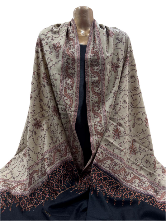 Handcrafted Wool Shawl with Thread Embroidery – Made in India