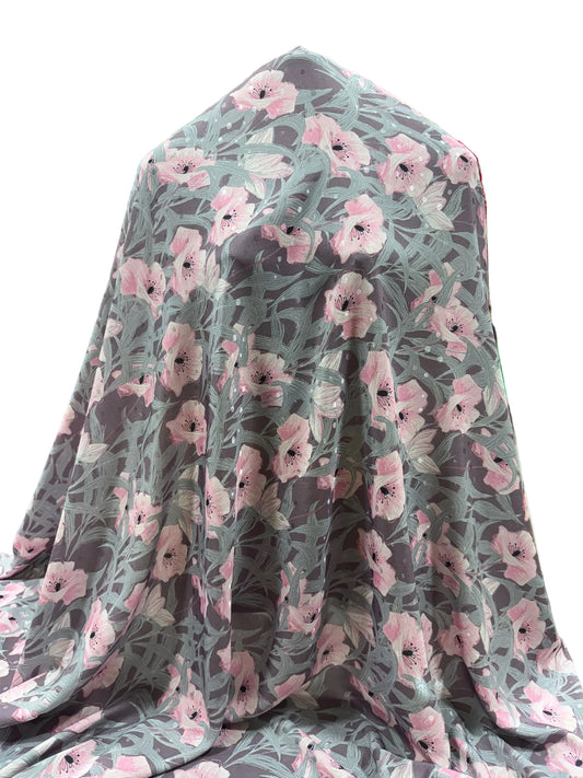 Soft Floral Print Polyester Fabric – 140cm Wide (Sold Per Metre)