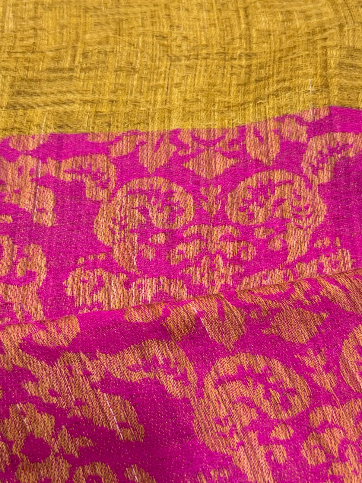 Luxury Wool Shawl – Magenta & Mustard Gold Reversible Weave (100% Wool, Online Exclusive)