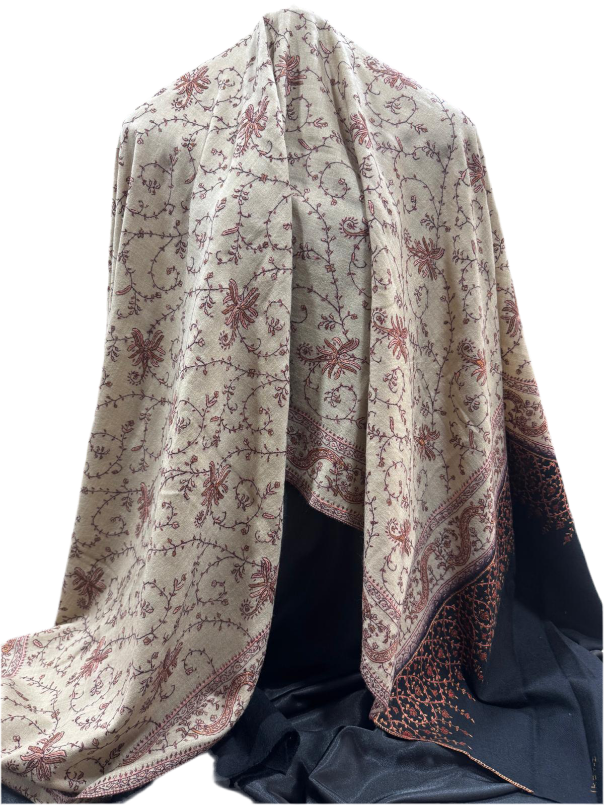 Handcrafted Wool Shawl with Thread Embroidery – Made in India