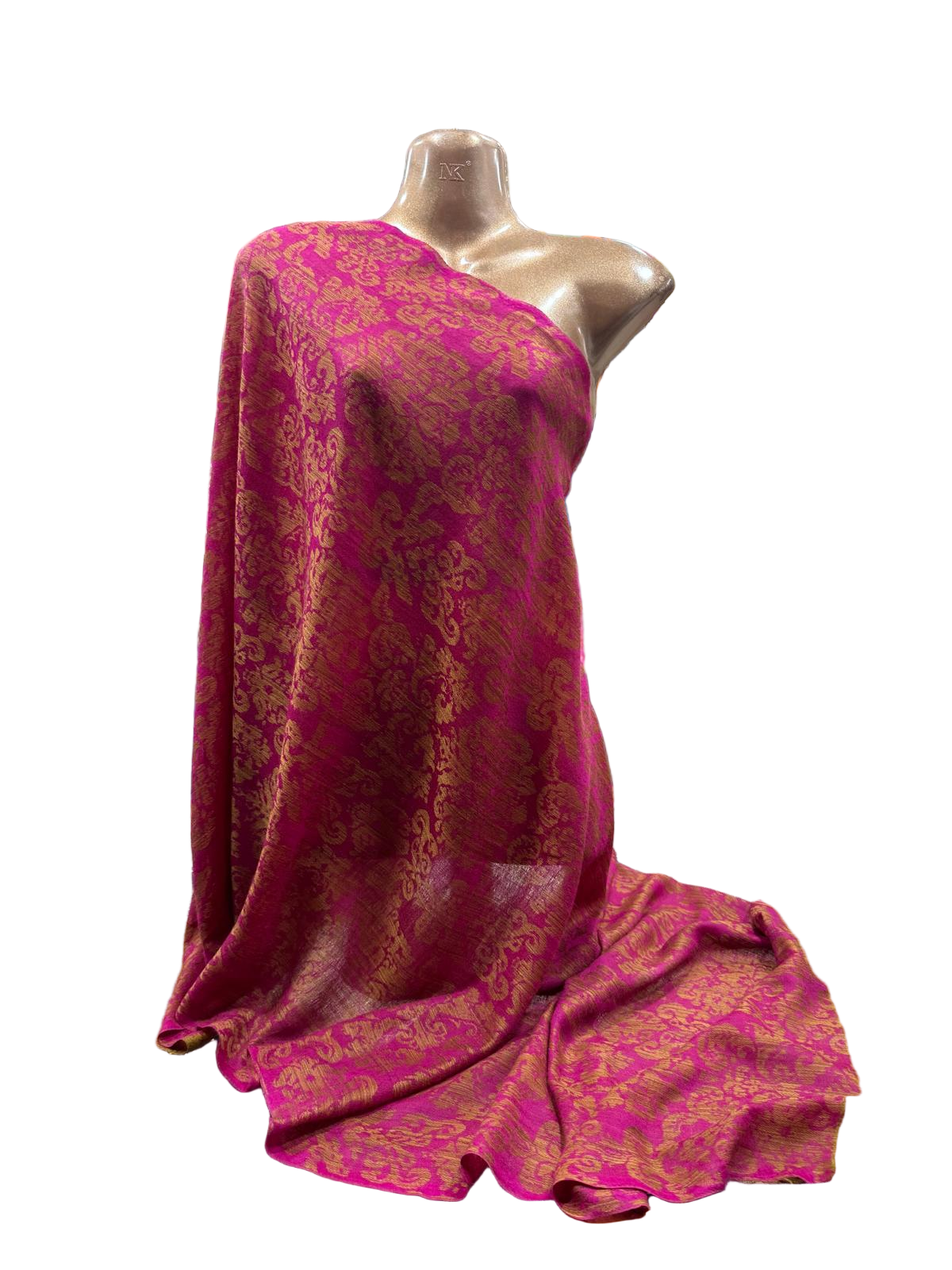 Luxury Wool Shawl – Magenta & Mustard Gold Reversible Weave (100% Wool, Online Exclusive)