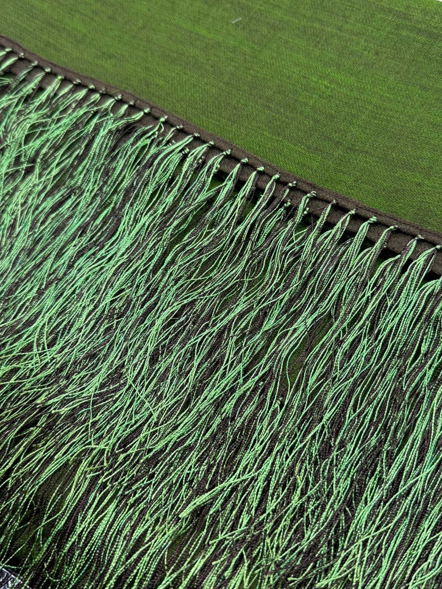 Classic Wool Shawl – Deep Olive Green with Fringed Edges (100% Wool, Made in India)