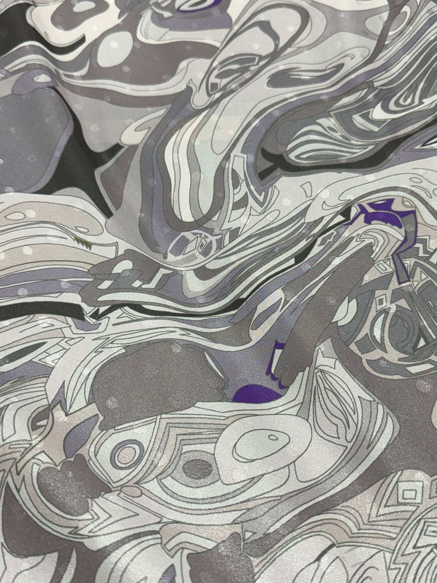 Grey Abstract Swirl Print Fabric (140cm Wide) | 100% Polyester